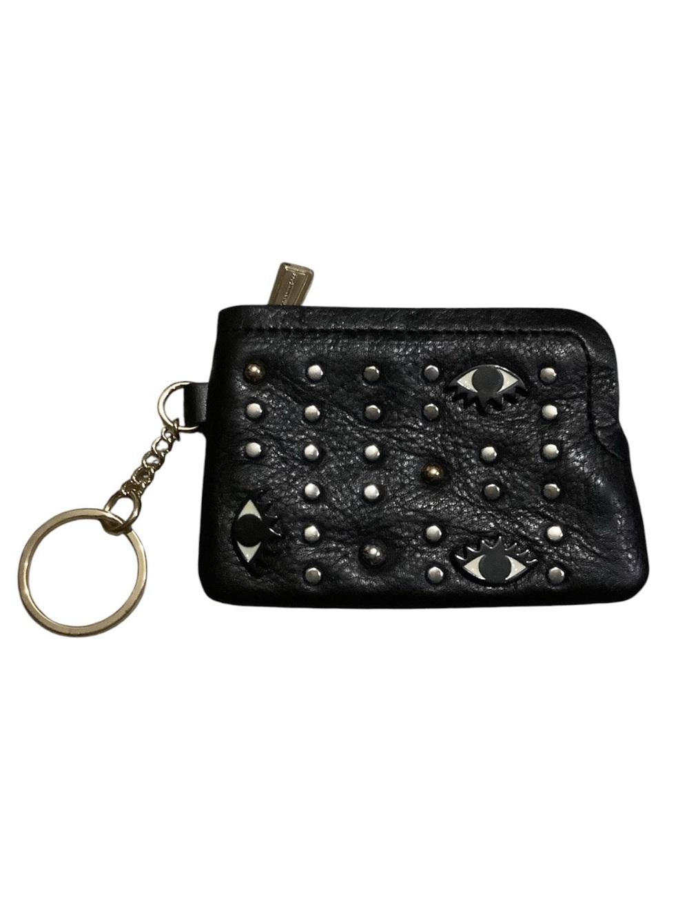 Rebecca Minkoff Eye Studded Black Leather Coin Purse Whimsigoth Edgy Quirky
